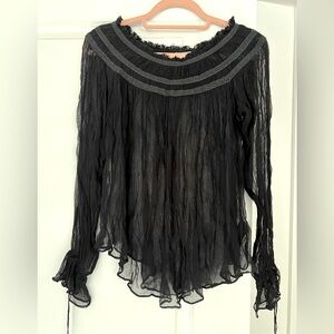 Kimchi Blue Black Sheer Blouse